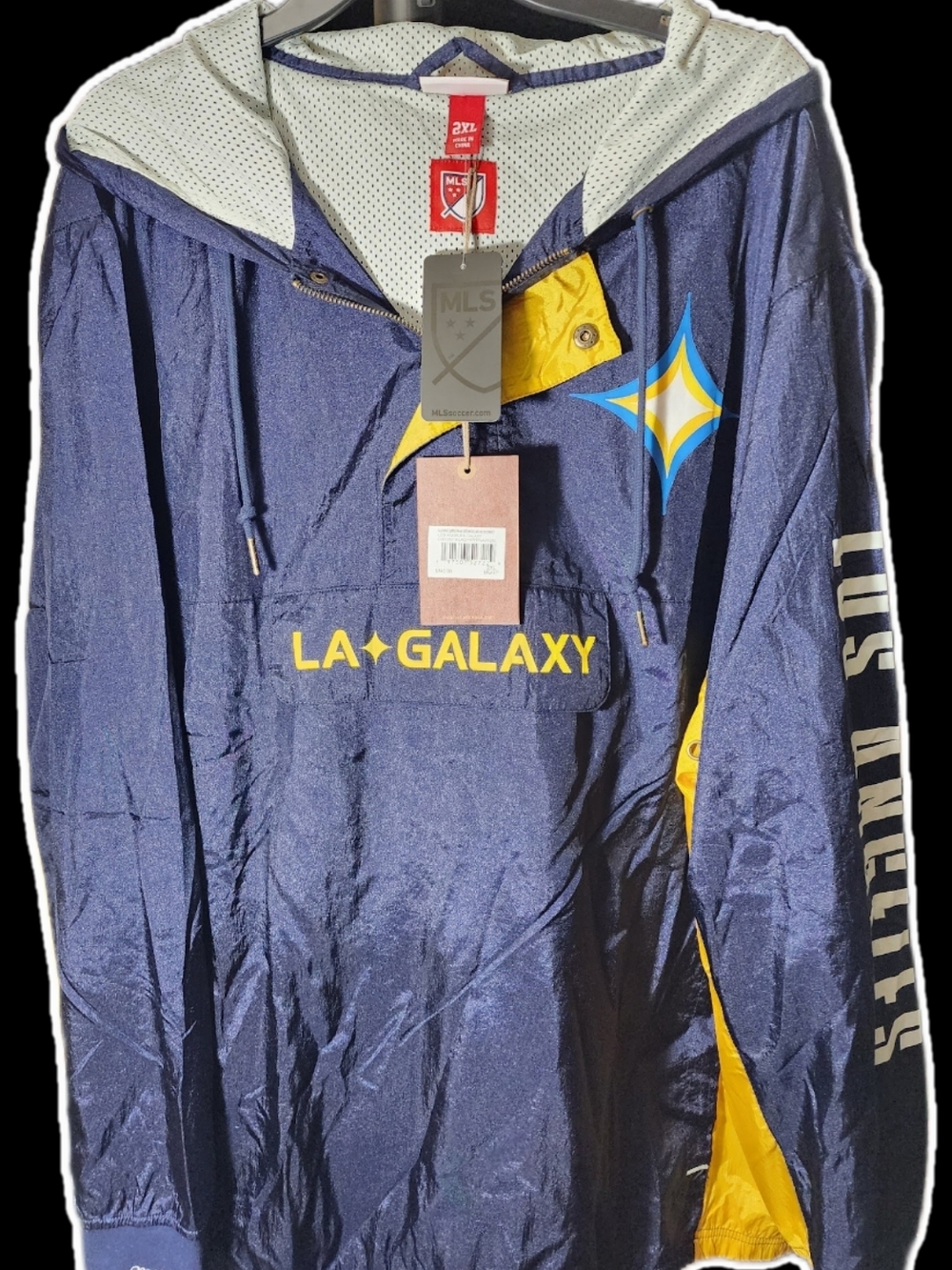 Mitchell & Ness Navy and Yellow LA Galaxy Pullover Windbresker Mens Size 2XL